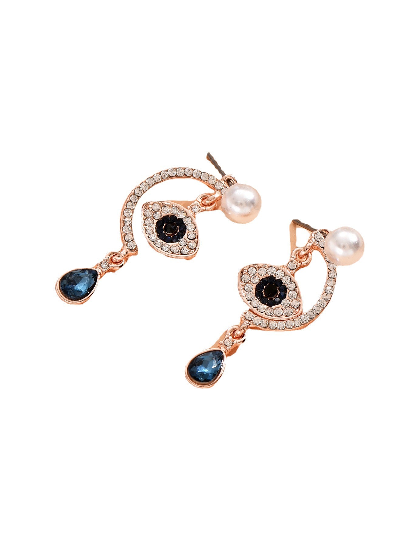 Wholesale Devil Eye Diamond Metal Earrings